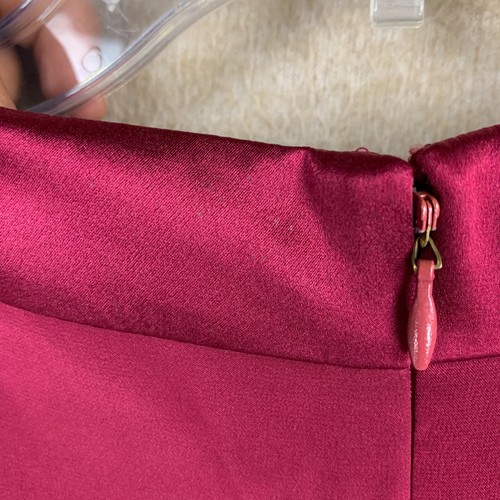 Abito donna vintage Adrianna Papell 10 (XL) rosso 100% seta tubino ginocchio a matita - Foto 12 di 18