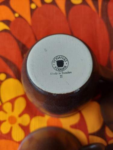 Set mit 4 Höganäs Keramik Schweden Vintage braun Keramikbecher, Tassen. - Bild 6 von 9