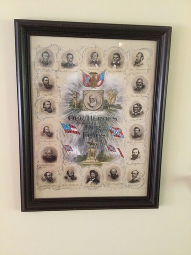 "Our Heroes And Our Flags" Civil War Lithograph Framed/Glass Print - Picture 3 of 7