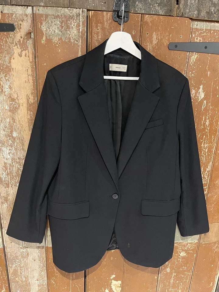 Traje Mango Chaqueta Blazer Abrigo Negro Para Mujer Talla Grande Forrado Foto 2 de 4