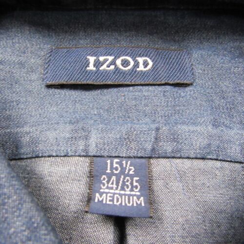 Izod Shirt Mens 15.5 34/35 Medium Lightweight Denim Dark Wash Long Sleeve - Picture 3 of 8