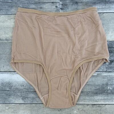 NEW Vintage Acetate Tricot Nude High Waist Granny Panties Elastic Band Sexy  7 L