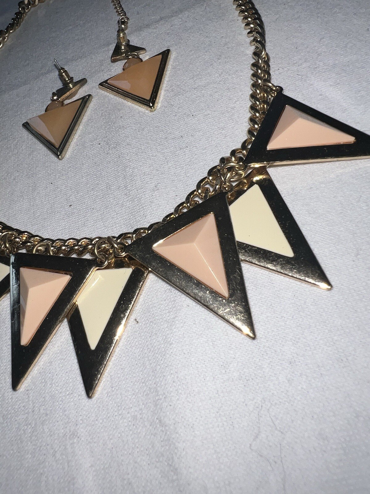 Triangular Statement Necklace Set With Earring Ex… - image 6