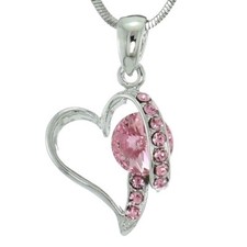 Heart Pink Pendant Made With Swarovski Crystal Love Gift Necklace 18" Chain