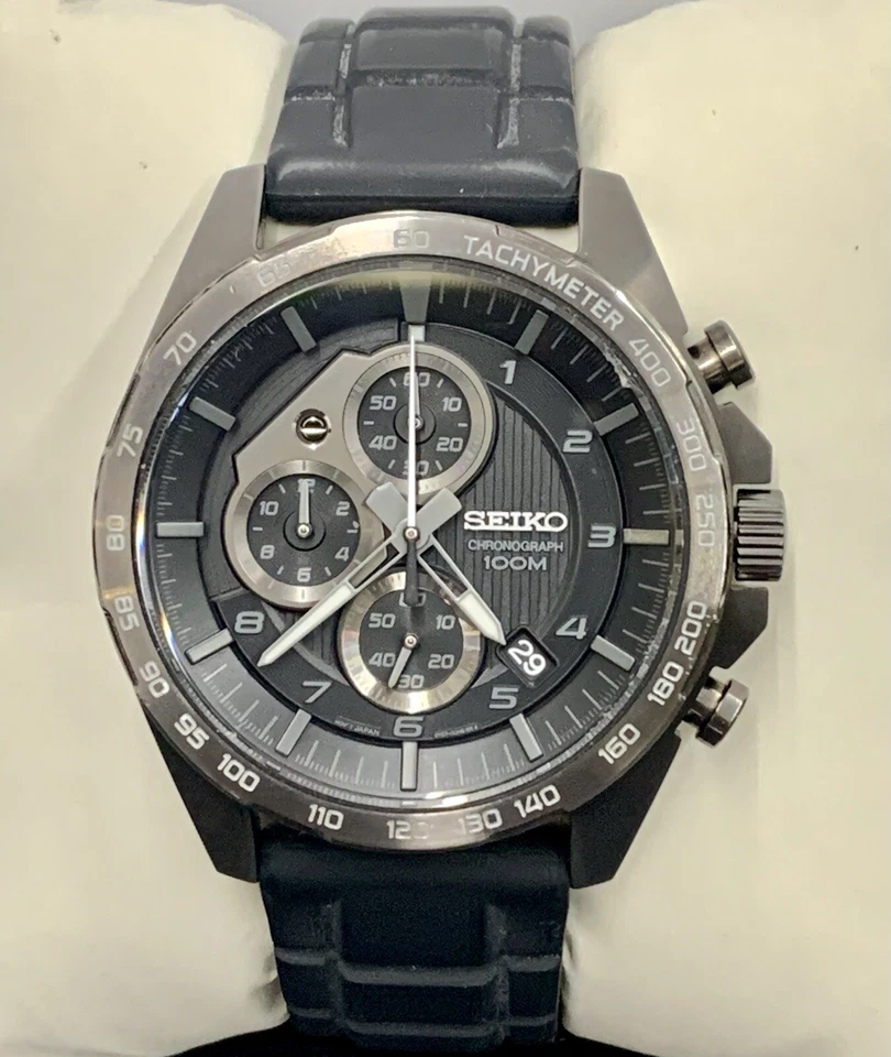 Seiko Chronograph 100m Quartz Silicone Strap Men's Watch SSB327P1