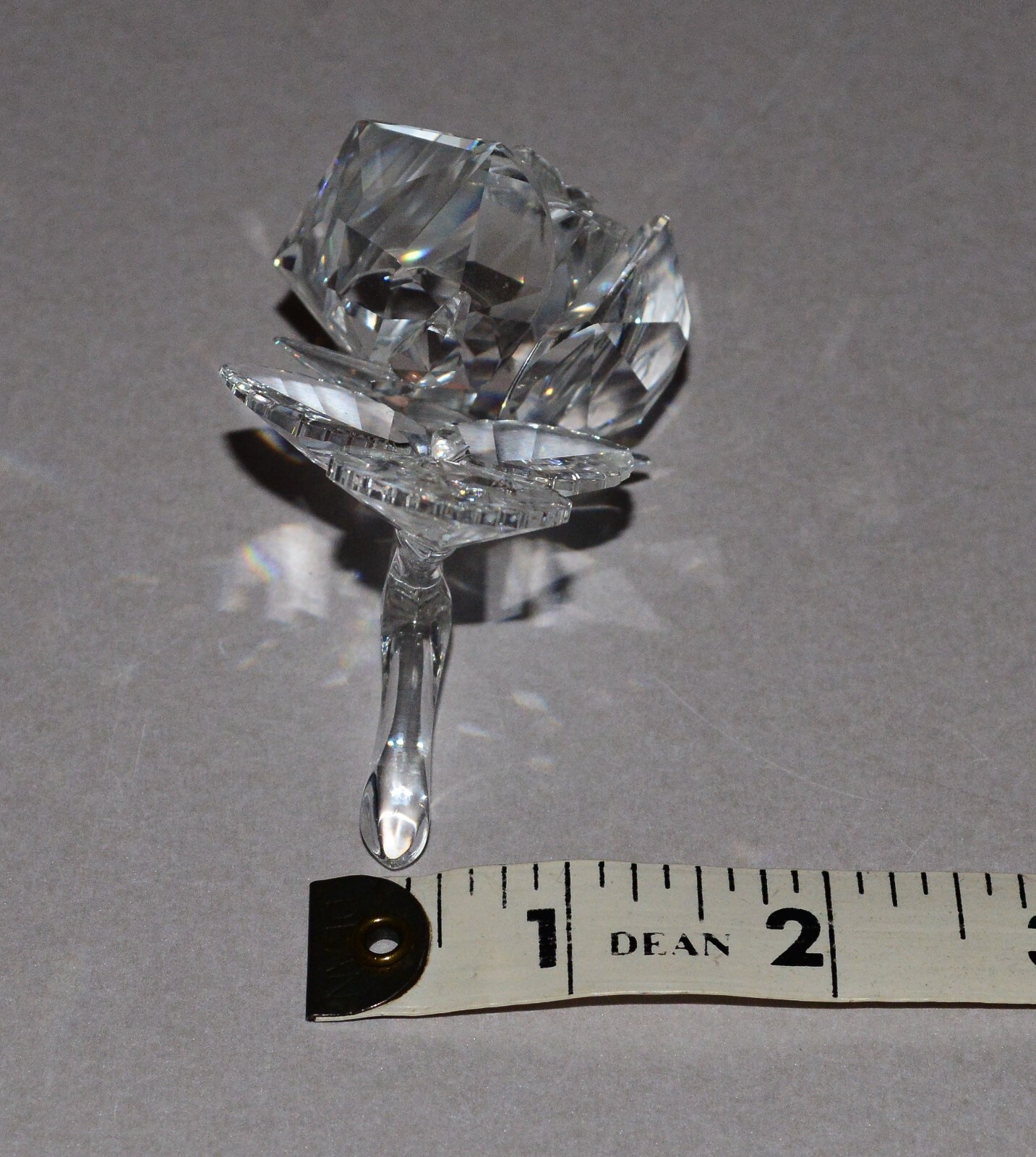 Swarovski Clear Crystal Rose Ornament Good condition no chips Cracks or