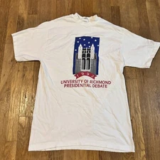 1992 Richmond Presidential Debate T Shirt Clinton,Bush,Perot Double Sided Large