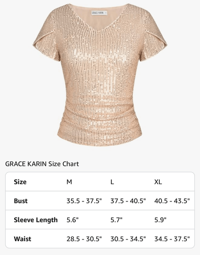 NEW Sparkly Sequin Top Glitter Tulip Sleeve V Neck Club Shirts L - Picture 4 of 7