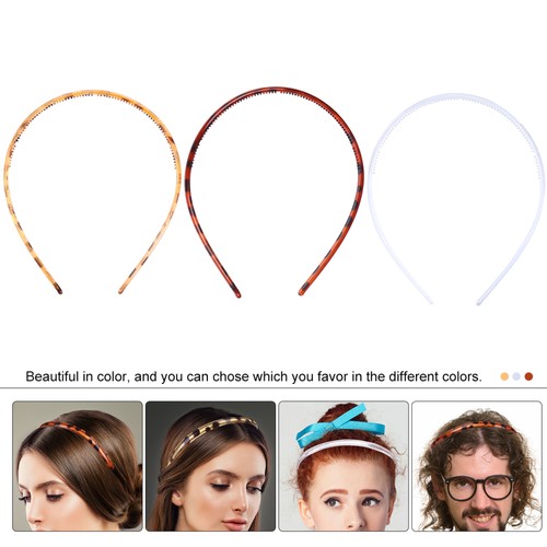 Banda para el cabello de plástico dentado para hombres mujeres (0,5 cm, 3 colores, 6 piezas/juego) - Imagen 7 de 12