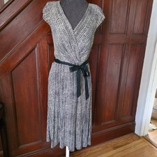 Ann Taylor Loft Womens Black & White Wrap Midi Dress Size 6