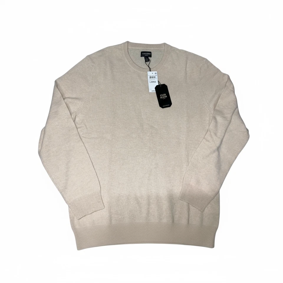 Suéter Club Room Luxury para hombre 100 % cachemir tostado liso cuello redondo precio de venta sugerido por el fabricante 199 USD talla L Foto 3 de 4