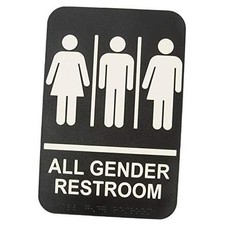 ADA All Gender Adhesive Restroom Toilet Sign with Braille for Business