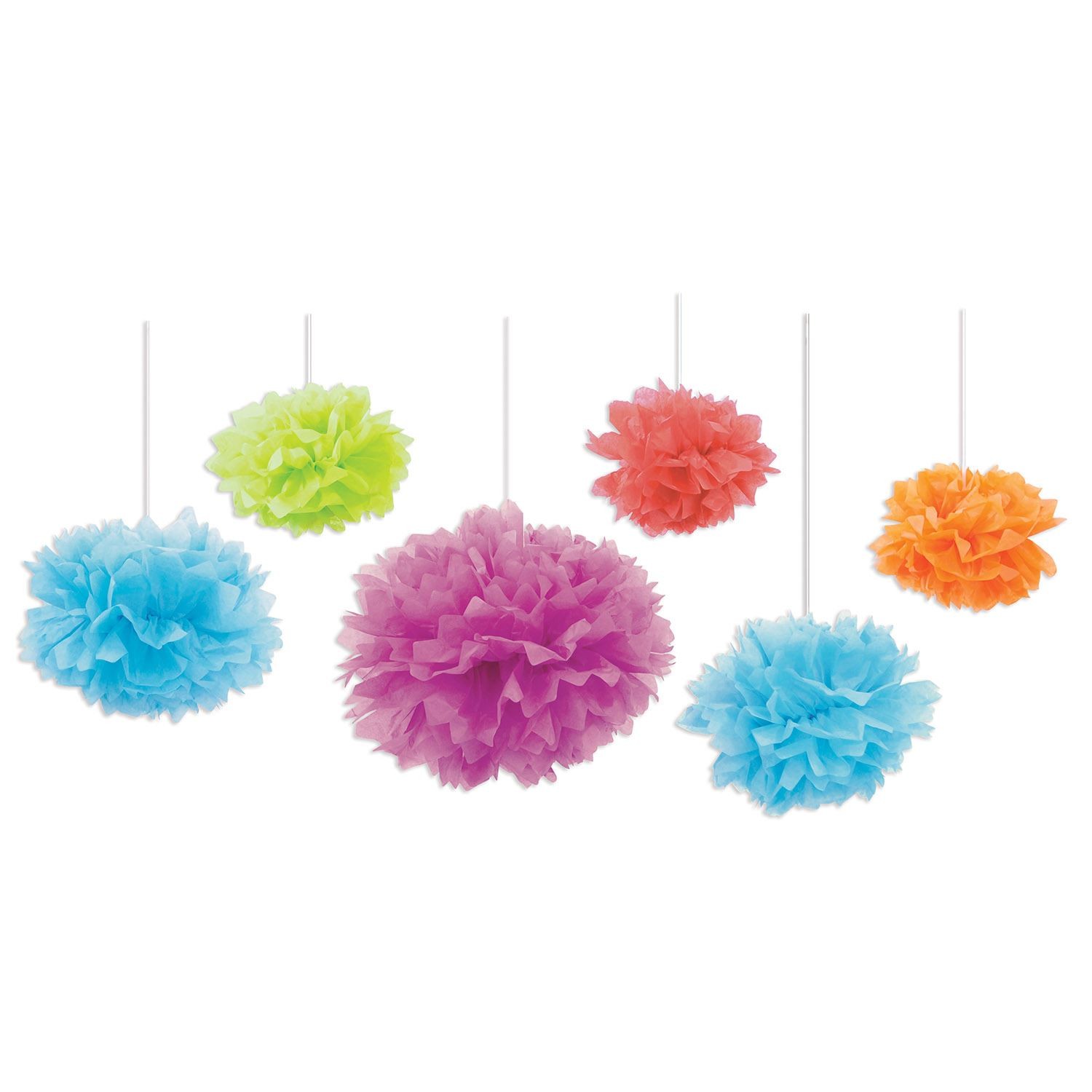 Beistle Assorted Tissue Fluff Balls for Birthday Party Decorations