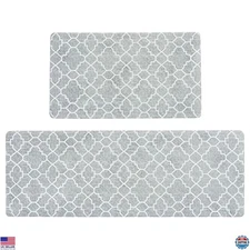 FRESHMINT Set of 2 Anti-Fatigue Kitchen Mats - Cushioned, Waterproof, Non-Slip