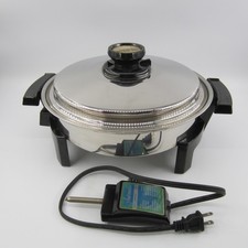 Kitchen Craft West Bend 11" Stainless Steel Liquid Core Electric Skillet Clean!