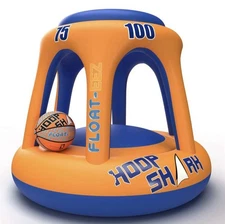 Swimming Pool Basketball Hoop Set by - Orange/Blue - Inflatable Hoop with Bal...