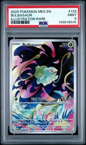 2025 Pokemon Mega Evolution Bulbasaur 133/132 Illustration Rare IR PSA 9