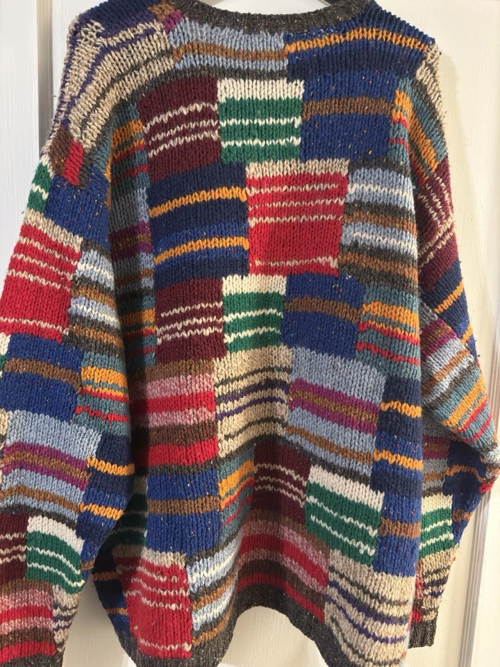 Vintage J. Crew Patchwork Sweater XL/XXL Multicolor Excellent! - Image 2 of 3