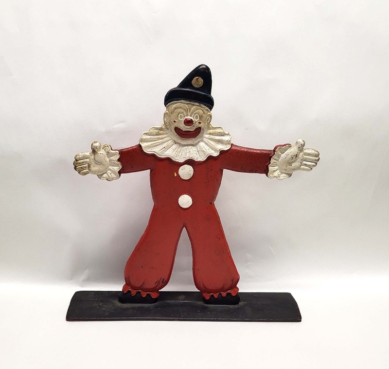 CAST IRON CLOWN DOORSTOP DOOR STOP  ORIGINAL PAINT