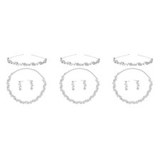  3 Pieces Wedding Jewelry Sets Bridal Necklace and Earring Tiara Earrings