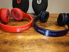 Beats Solo HD Dr Dre On-Ear Blue Headphones Wired Lot Of 2 As Is Condition SEE