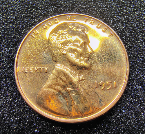 1951- Proof Lincoln Wheat Cent - Philadelphia Mint - Proof Red Light Toning BU