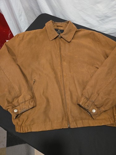 Gary Player Jacket Mens Large Brown Faux Suede Bomber Zip Up Trucker Coat - Picture 2 of 11