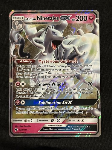 ALOLAN NINETALES GX POKEMON 2018 LOST THUNDER 132/214 ULTRA ✨ NM+✨