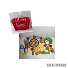 LOT Of 54 Pizza Hamburger Condiments Shopping Basket Plastic Pretend Play Food