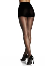 womens Sheer Backseam With Control Top Pantyhose Fantasy Black 3X-4X US