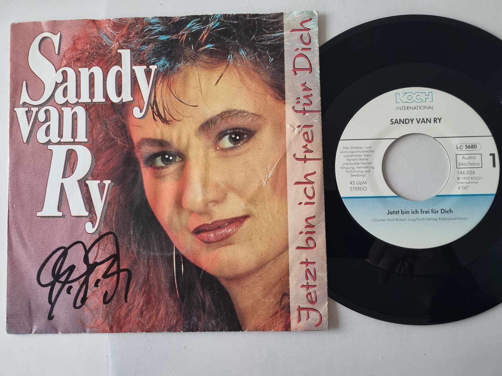 Sandy Van Ry - Jetzt bin ich frei für Dich 7'' Vinyl Austria SIGNIERT