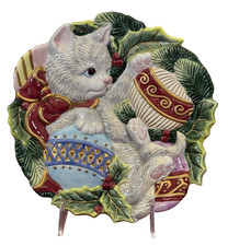 Fitz and Floyd Kristmas Kitty Canape Plate 9" EUC