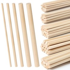 100 Pieces Wooden Dowel Rods Assorted Sizes Wooden Dowels 1/8, 3/16, 1/4, 5/1...