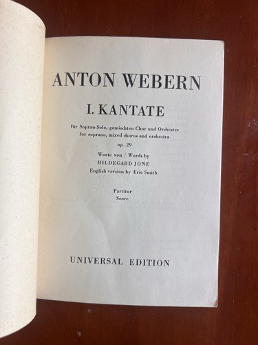Anton Webern I. Kantate Cantata Miniature Score Marked Universal - Picture 3 of 4