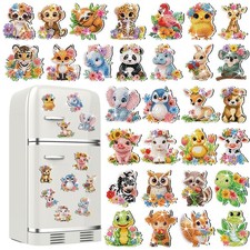 Xuhal 30 Pcs Animal Diamond Painting Magnets Watercolor Animal Diamond Art