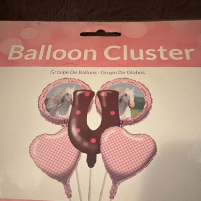 Creative Converting Balloon Cluster 5 Balloons Horse Heart Horseshoe Pink