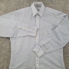 Vintage 70's Sears Perma-Prest Mens Plaid Button Down Shirt L/Sleeve 15.5 34-35