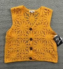 Art Class Girls Youth Medium 8 Orange Open Work Sweater Vest