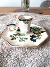 Vintage Masons Ironstone Green Chartreuse Pattern Small Candlestick Holder