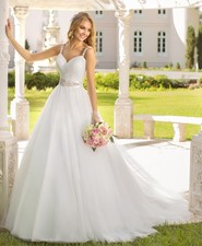 Simple Wedding Dress Wedding Dress Custom Made 32-60 Strappy Ivory Belted