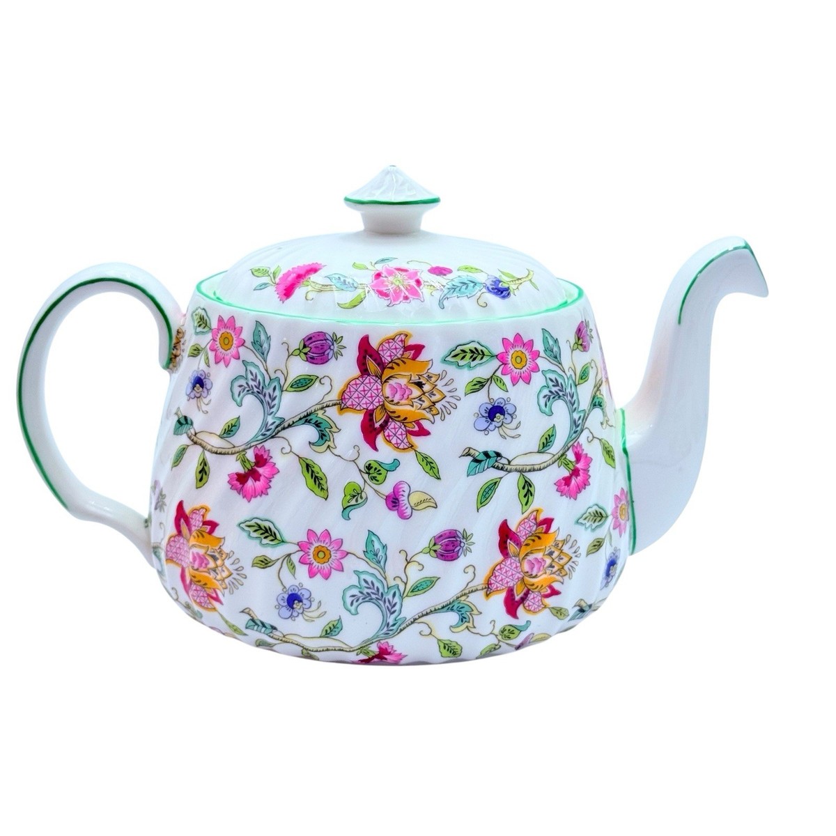 Minton Haddon Hall Teapot Green Trim 32 Ounce England MINT