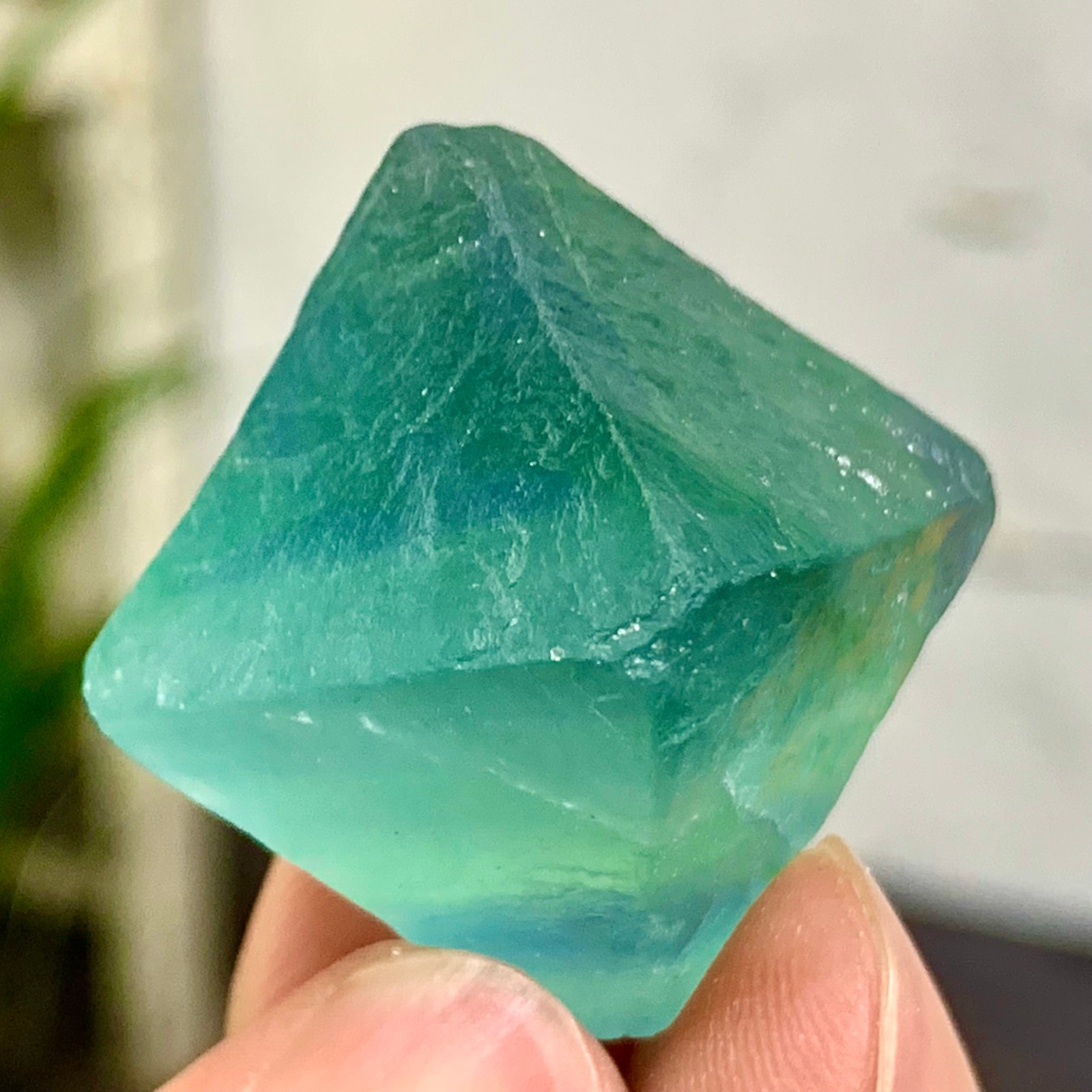27G Natural Blue Green Fluorite Octahedron Crystal for Healing and Energy