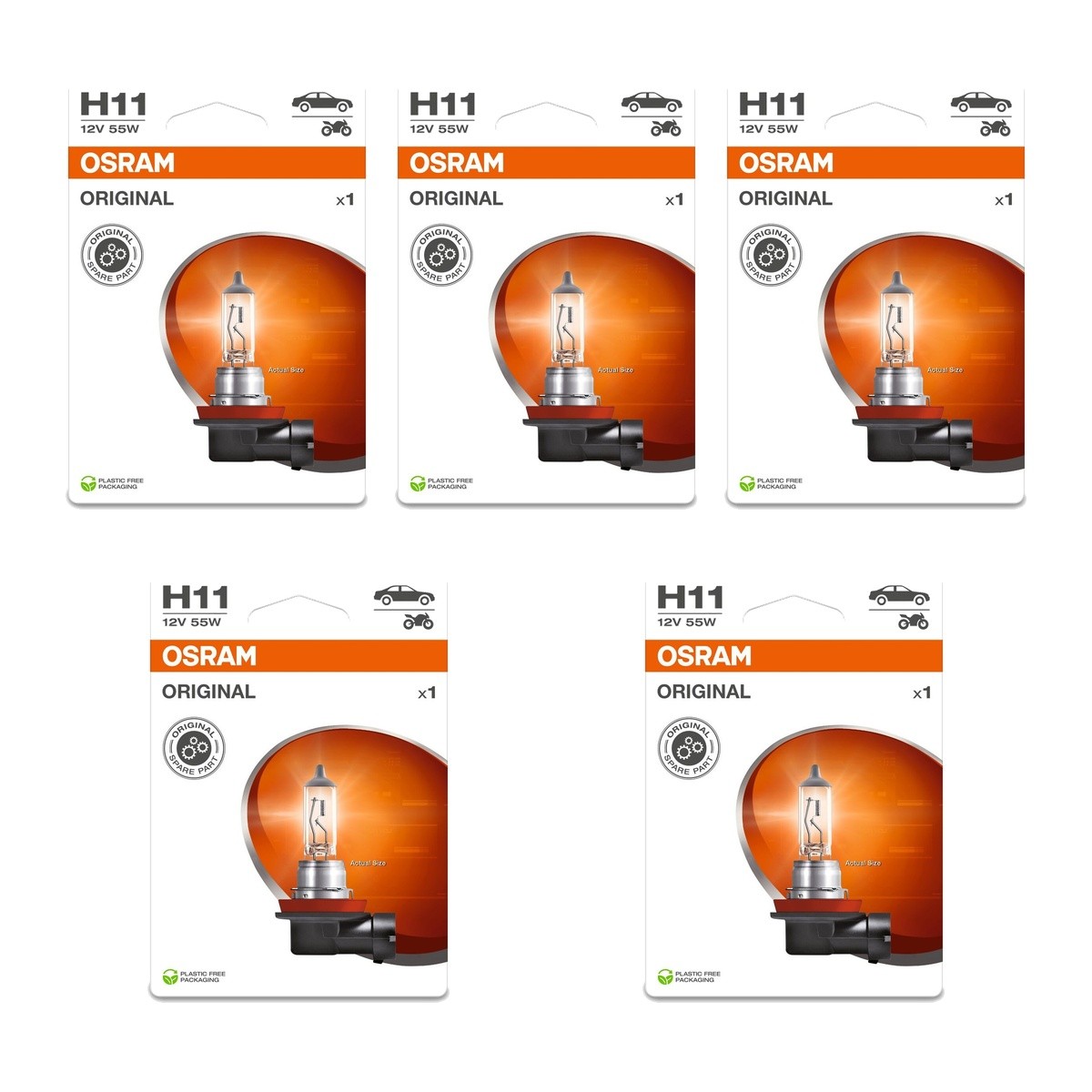 Lampadina PGJ19-2 H11 64211-1BL OSRAM per MITSUBISHI PEUGEOT LAND ROVER TOYOTA - Immagine 9