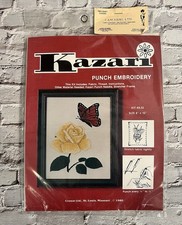 Vintage KAZARI Punch Embroidery Kit BUTTERFLY  FLOWER 8" x 10" NOS SEALED