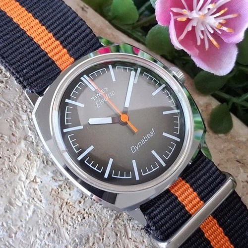 Serviced 1977 Timex Dynabeat Electric Men's Vintage Watch New Strap, Crystal