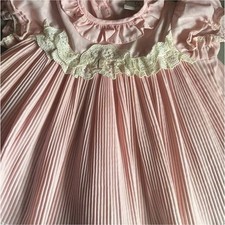 JC Penney Vintage Pink Lace Pleated Baby Dress Fit Flare