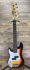 Glarry Raptor Sunburst Electric Bass Guitar Left Hand 3/4 Size 37” Tested