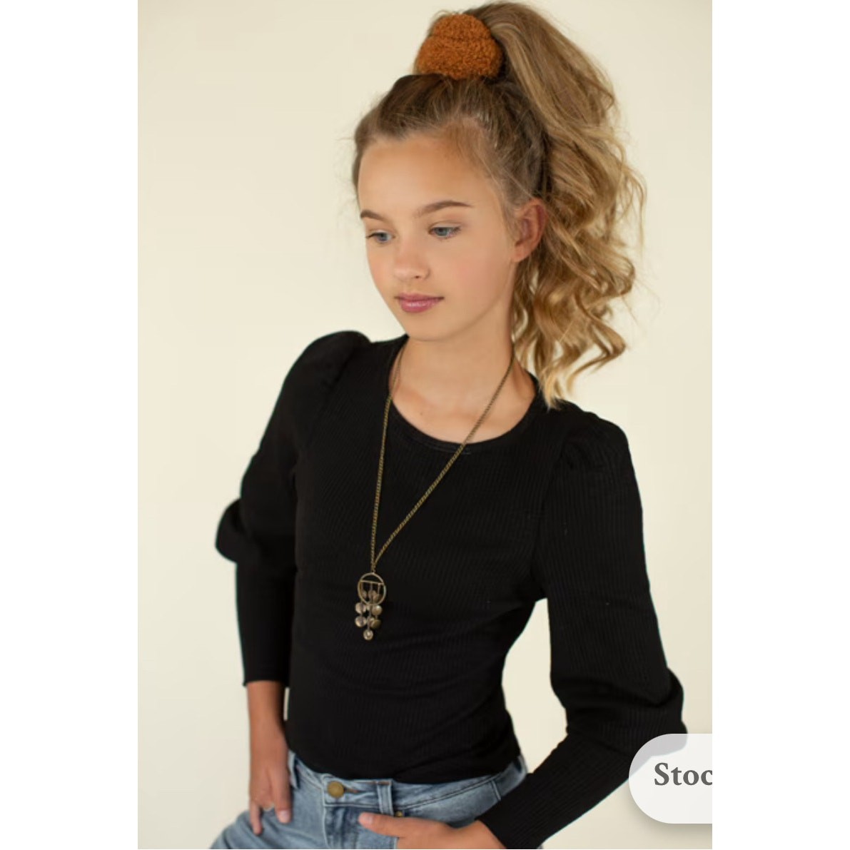 Joyfolie Mia Joy Lynne Rib Top in Black Girl's size 14