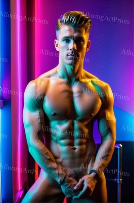 Male Model Photo Print Muscular Handsome Shirtless Hunk Abs -UU1276