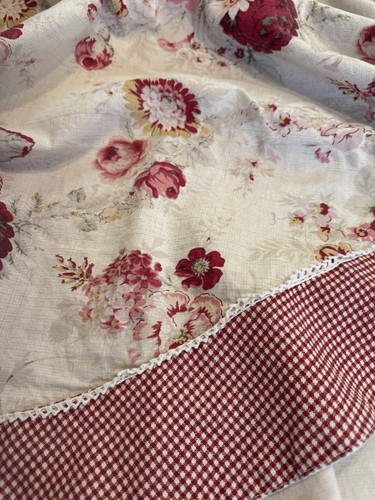 Waverly Norfolk Rose Rot Blumen Gingham Tischdecke 58 x 82 Oval Länglich Garten - Bild 12 von 13